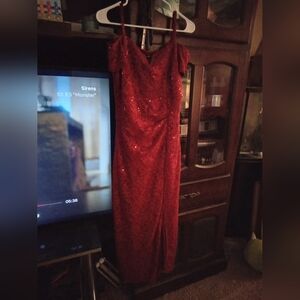 Elegant Red Sequin Gown
